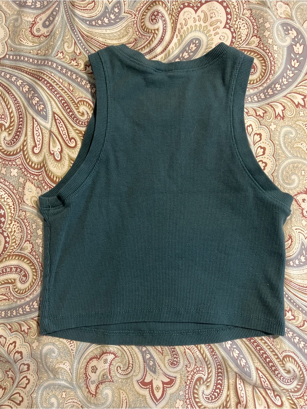 Tillys Minimalist Ribbed Crop Tank Top Dark Teal Sleeveless Fitted Women’s S - Picture 4 of 4